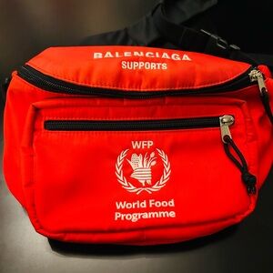 Balenciaga Red world food programme Fanny pack